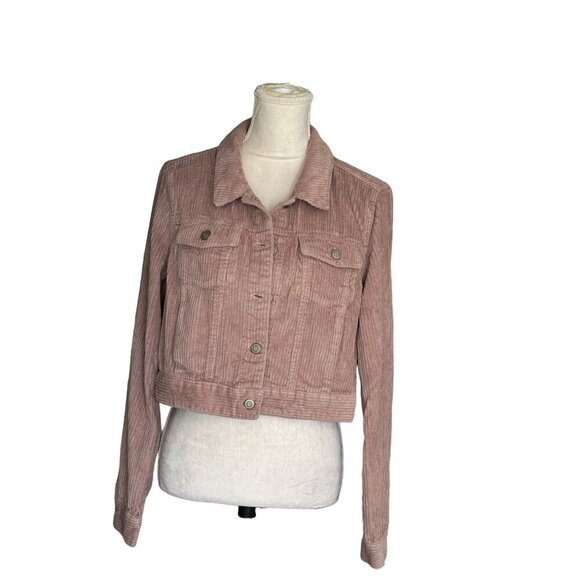 1 Sunset Lane Corduroy Utility Cropped Jacket In Dusty Rose Size M Pockets Chic - Picture 1 of 9